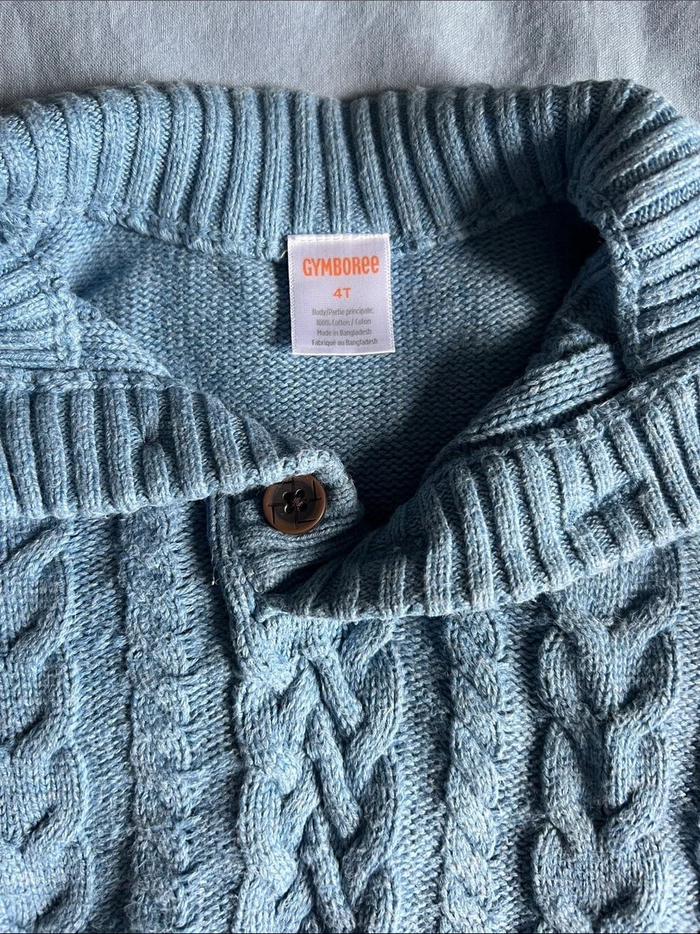 Gymboree Boys Blue Cable Knit Henley Sweater